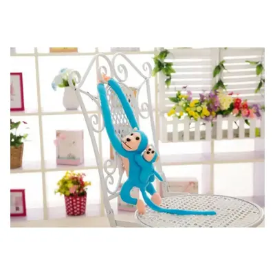 LEAN Toys Plyšová opice s baby opičkou, 90 cm, modrá