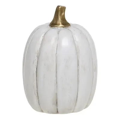 Bílá antik dekorace dýně Pumpkin gold - Ø 8*13 cm