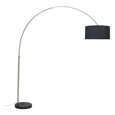 Oblouková lampa ocelový stínidlo z látky černé 50 cm - XXL