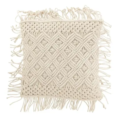 Přírodně bílý polštář s drhaným vzorem Macramé Cosy - 50*12*50 cm