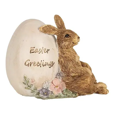 Dekorace socha králík s vajíčkem Easter Greetings - 12*7*9 cm