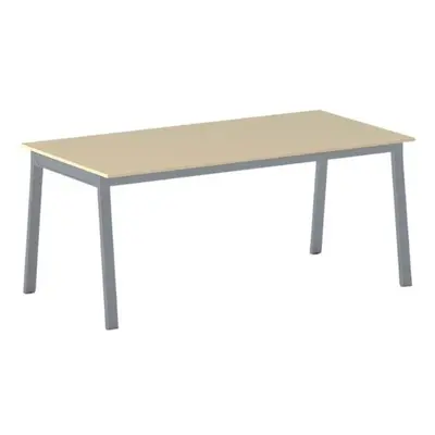 Kancelářský pracovní stůl PRIMO BASIC, šedostříbrná podnož 1600 x 800 mm, dub přírodní