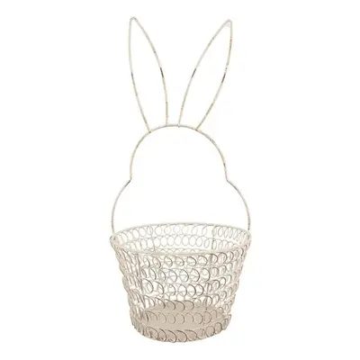 Bílý drátěný dekorační košík králík Bunny M - Ø 15*34 cm