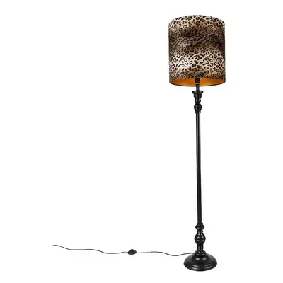 Stojací lampa černá s odstínem leopard 40 cm - Classico