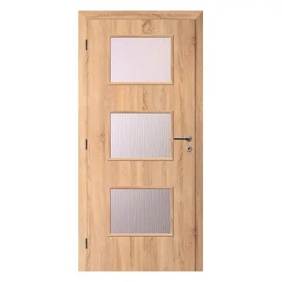 Solodoor Interiérové dveře Etta 6, 80 L, 850 × 1985 mm, fólie, levé, dub Mystic, prosklené