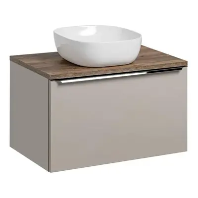 COMAD Závěsná skříňka s umyvadlem - SANTA FE 82-60 taupe + 89-60 oak, šířka 60 cm, krémová/dub s