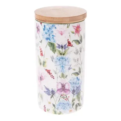 Porcelánová dóza s bambusovým víkem Flower Garden, 500 ml