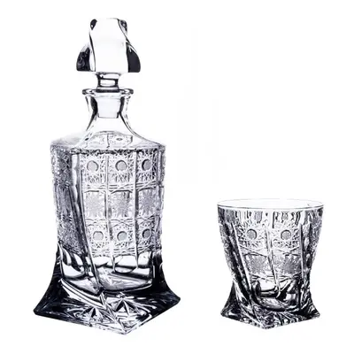 Onte Crystal Bohemia Crystal ručně broušený křišťálový whisky set Quadro 500pk 1+2