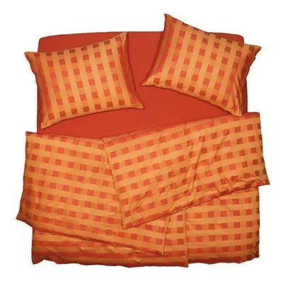 SCANquilt povlečení TOP LINE kostky oranžová 140 x 220/70 x 90 cm