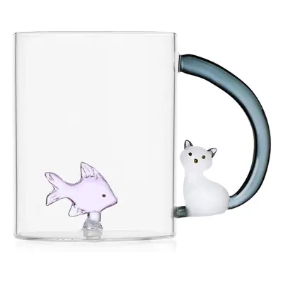 Ichendorf Milano designové šálky Tabby Cat Mug Pink Fish & White Cat with Smoke Tail