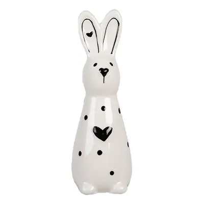 Bílo-černá keramická dekorace králíček Black&White Bunny - 5*4*13 cm