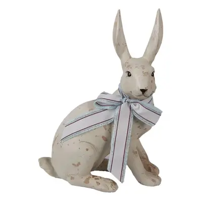 Dekorace béžový sedící králík s mašlí Rabbit Bow - 20*11*28 cm