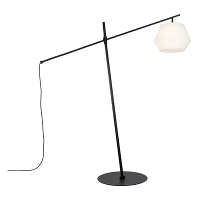 Designová venkovní stojací lampa černá IP44 s bílým stínidlem - Robbert