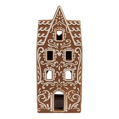 Porcelánový svícen perníková chaloupka Gingerbread House - 7*7*17 cm