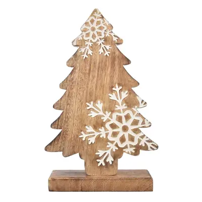 4Home Dekorace z mangového dřeva Snowflake Tree, 33 cm