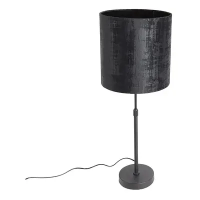 Stolní lampa černá velurová odstín černá 25 cm nastavitelná - Parte