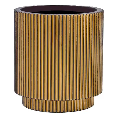 Capi Nature Groove Vase Cylinder Black Gold Ø 15 cm / V 17 cm