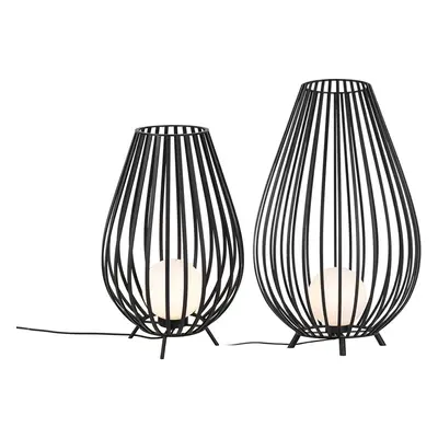 Sada stojacích lamp černá s opálem 110 cm a 70 cm - Angela