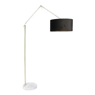 Moderní stojací lampa zlaté velurové stínidlo černá 50 cm - Redakce