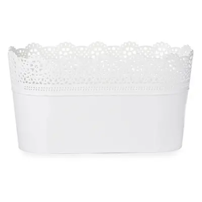 PROSPERPLAST LACE truhlík s krajkou 28,5 x 13,5 cm, bílá DLAC285