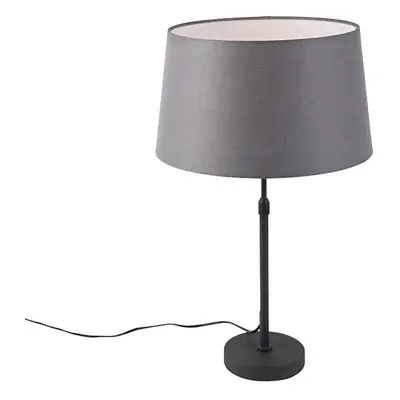 Stolní lampa černá s lněným odstínem šedá 35 cm nastavitelná - Parte