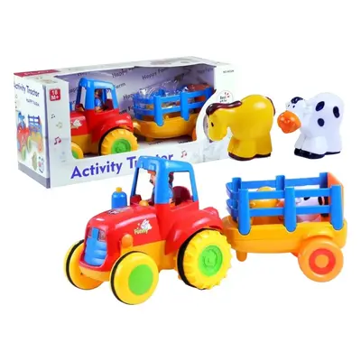 LEAN Toys Traktor s přívěsem a zvířaty s efekty