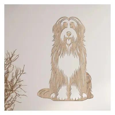 dřevo života Dřevěný obraz Bearded Collie Rozměry (cm): 62x80, Zvolte barvu dekoru: Dub Sonoma