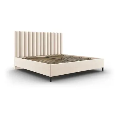 Béžová čalouněná dvoulůžková postel s úložným prostorem s roštem 180x200 cm Casey – Mazzini Beds