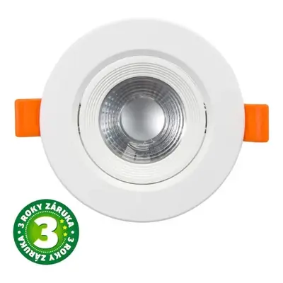 Prémiové výklopné podhledové bodové LED svítidlo 7W 677lm, teplá, kruh, 10cm, 3 roky