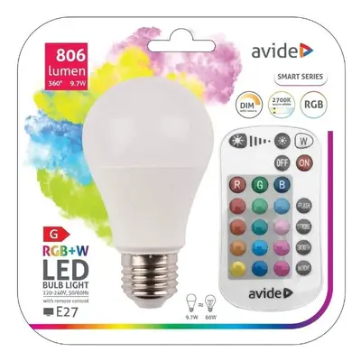 Chytrá LED žárovka E27 9,7W RGB+W, stmívatelná, s dálkovým ovládáním, ekv. 60W, 3 roky