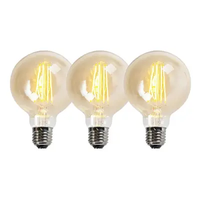 Sada 3 stmívatelných LED žárovek E27 goldline G95 5W 450LM 2200K