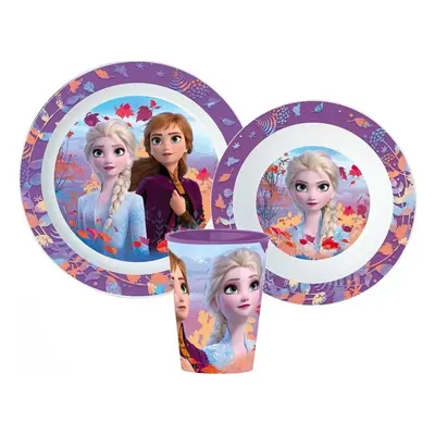 Sada plastového nádobí s kelímkem pro holky - motiv Ledové království / Frozen - 3 díly