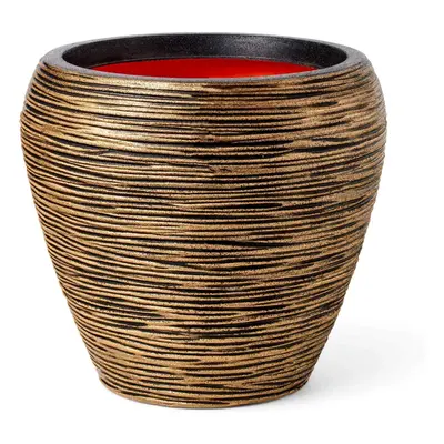 Capi Nature Rib NL Vase Taper Round Black Gold Ø 42 cm / V 38 cm