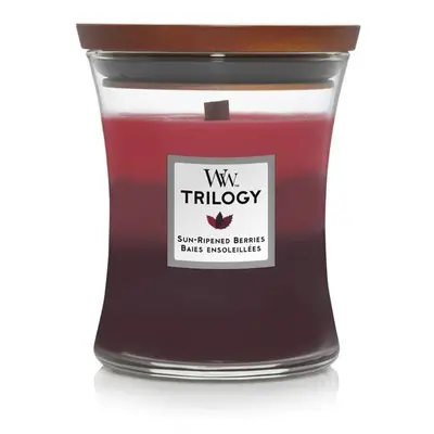 WoodWick vonná svíčka s dřevěným knotem Trilogy svíčka střední Sun Ripened Berries 275 g