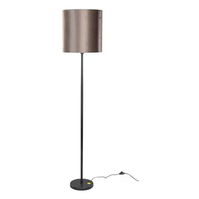 Stojací lampa černá s hnědým sametovým stínítkem 40 cm - Simplo