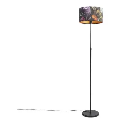 Stojací lampa černá se sametovými odstíny květin 35 cm - Parte