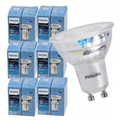 6x LED žárovka Philips GU10 - 3,5W - 255Lm 36° - teplá bílá 3000K - CorePro Premium - SET