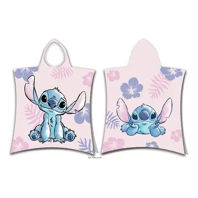 Jerry Fabrics plážová osuška pončo Lilo a Stitch Pink 50x115 cm