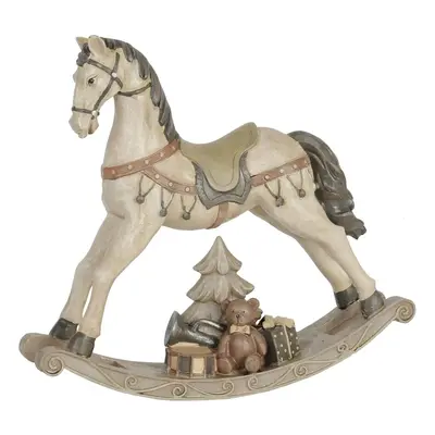 Béžová antik dekorace houpací koník Rocking Horse - 29*6*27 cm