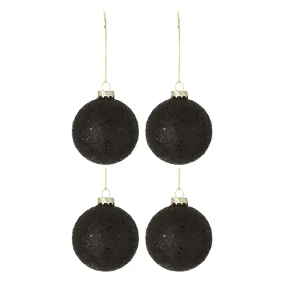 4ks černé vánoční koule Baubles stars black – Ø 10cm