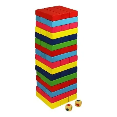 Wood Toys Dřevěná věž Jenga, barevná