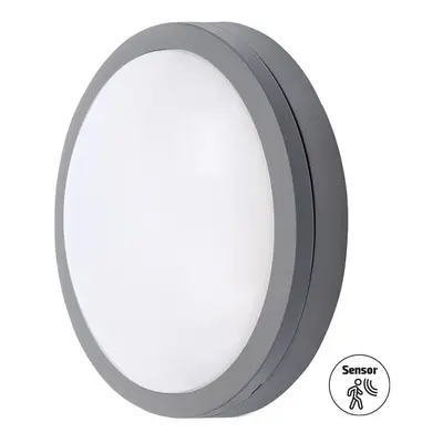 SOLIGHT LED venkovní osvětlení se senzorem Siena, šedé, 20W, 1500lm, 4000K, IP54, 23cm