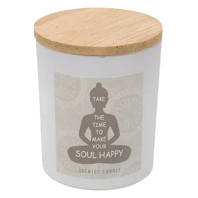 Vonná svíčka Soul Happy, vůně bavlna, 7 x 8,5 cm, 300 g, barva bílá