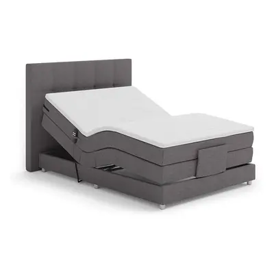 Elektrická polohovací postel, boxspring, šedá, 120x200, MURKO NEW