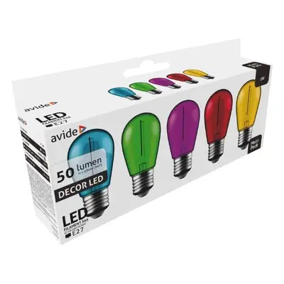 Sada retro barevných LED žárovek E27 1W 50lm - tyrkysová, zelená, fialová, červená, žlutá