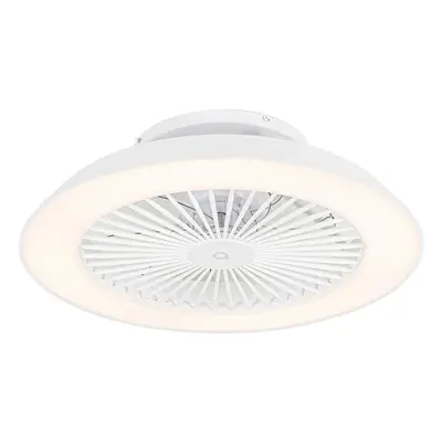 Chytrý stropní ventilátor bílý vč. LED s dálkovým ovládáním - Deniz