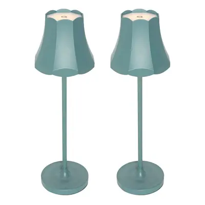 Sada 2 retro stolních lamp minerální modrá dobíjecí IP44 - Granny