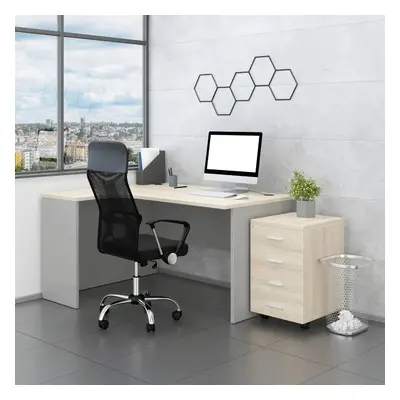 Sestava kancelářského nábytku SimpleOffice 2, 140 cm, levá, dub světlý / šedá