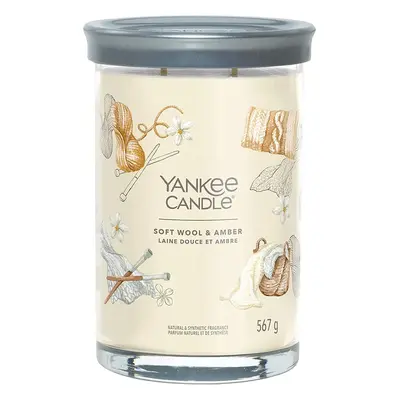 Yankee Candle vonná svíčka Signature Tumbler ve skle velká Soft Wool & Amber 567g