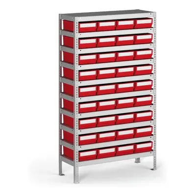 Regál s plastovými boxy ShelfBox, 1600 x 800 x 500 mm, 36x box F